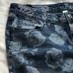 LC floral bleached denim skinny jeans